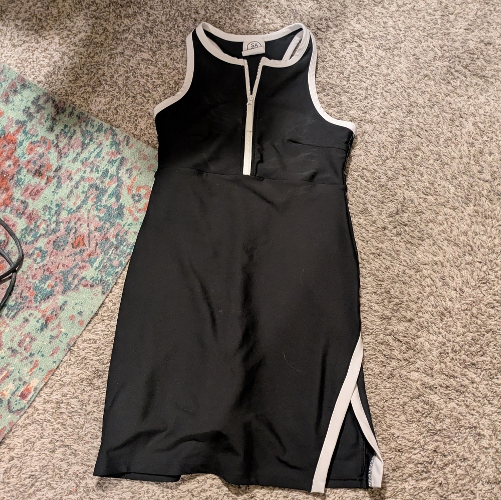 Black and White Tennis Dress With Zip Front